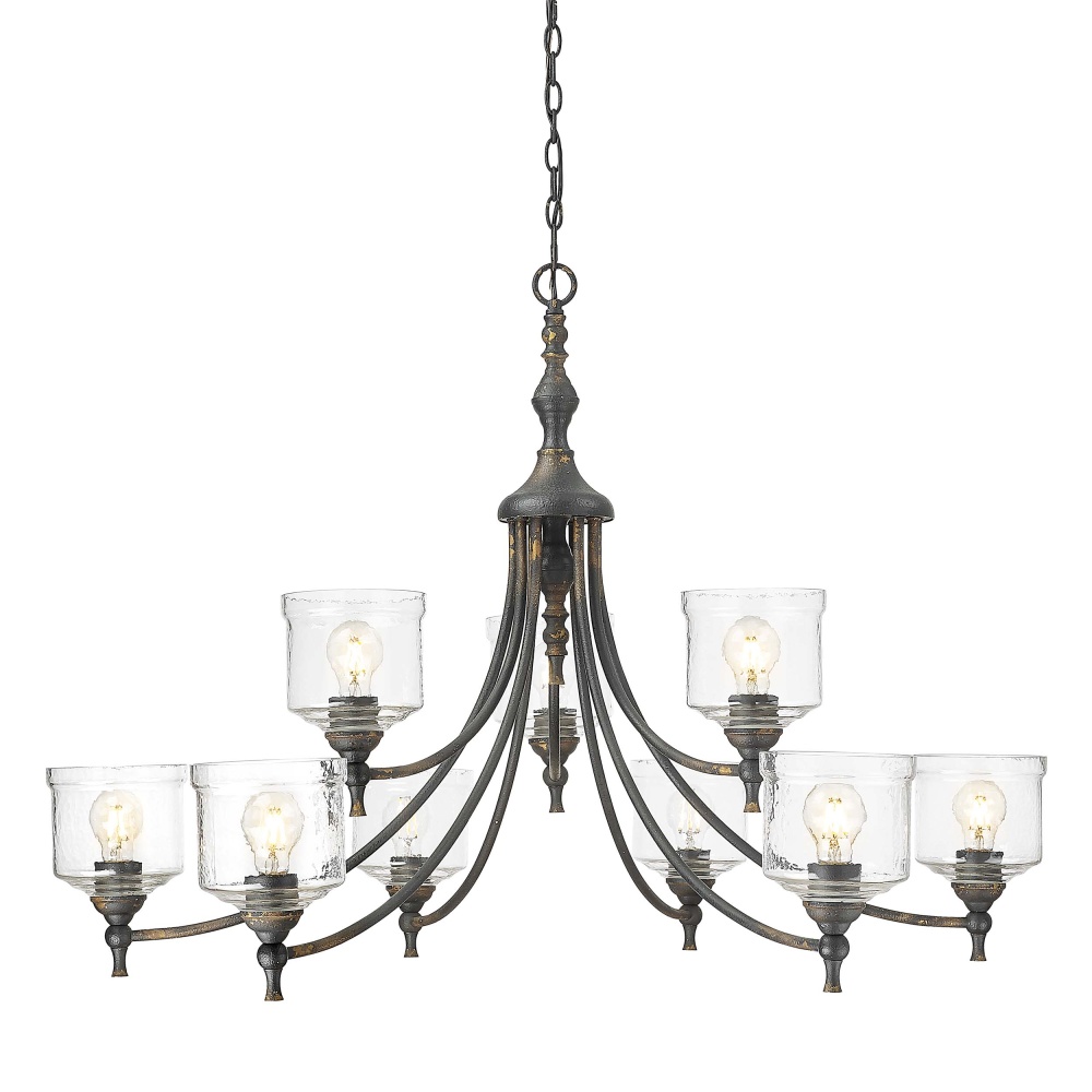 Golden Lighting Keating 9-light Chandelier in Antique Black Iron